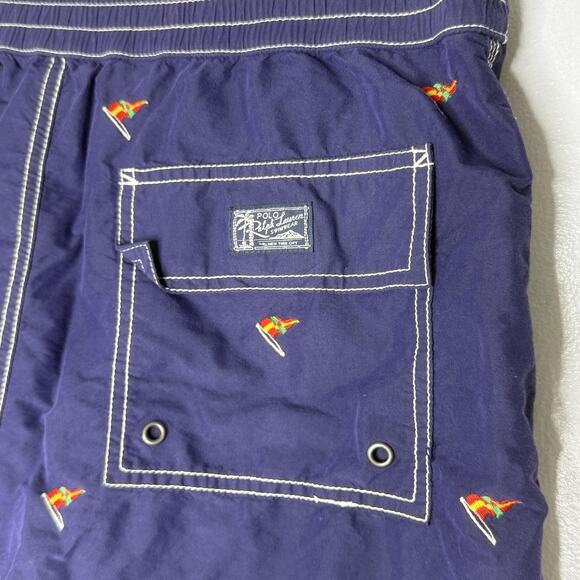 Polo Ralph Lauren Swim Trunks Mens Medium Nautical Flag Board Shorts Beach - Picture 4 of 6